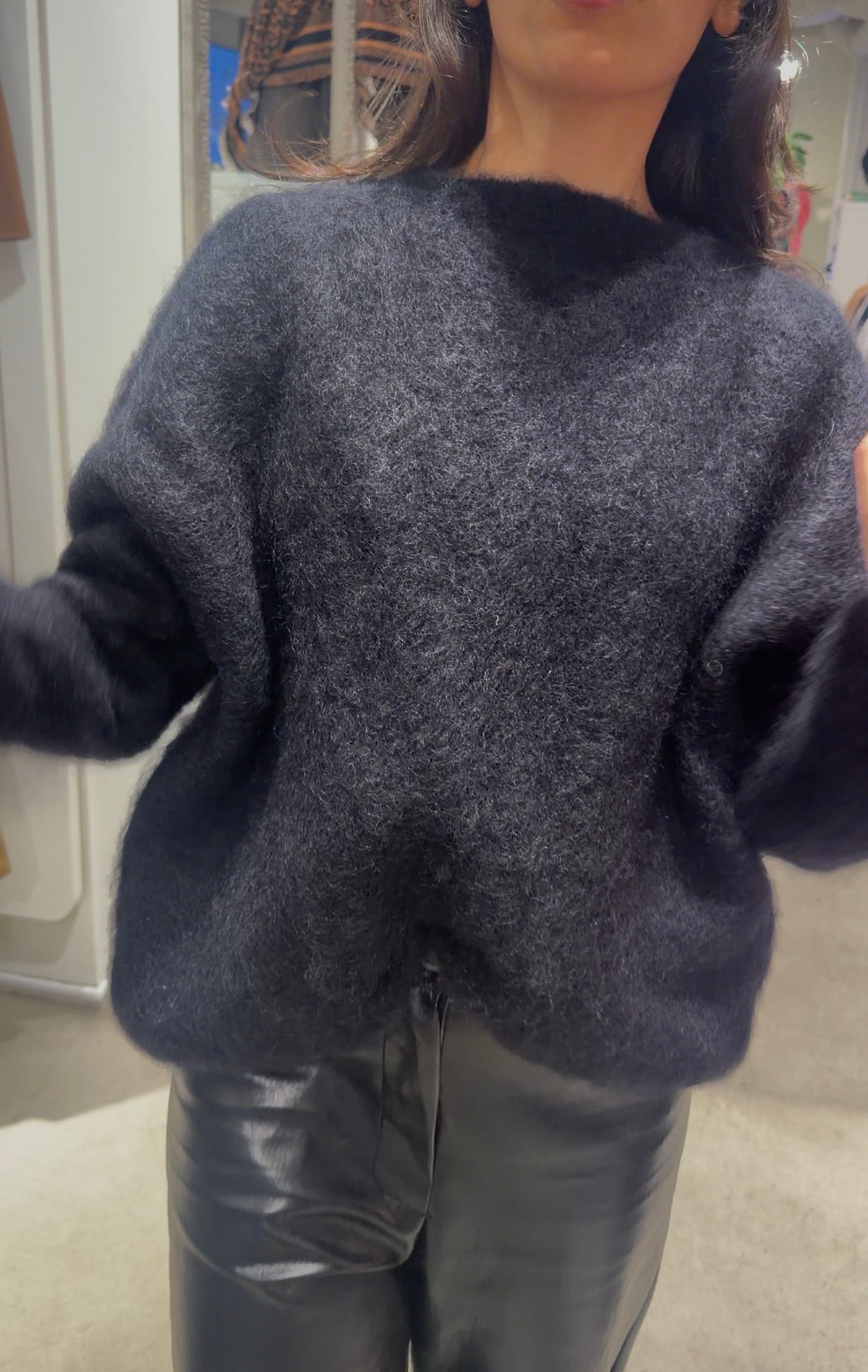 Mohair lång arm svart