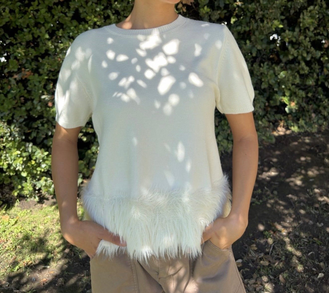Lisa stickad off white