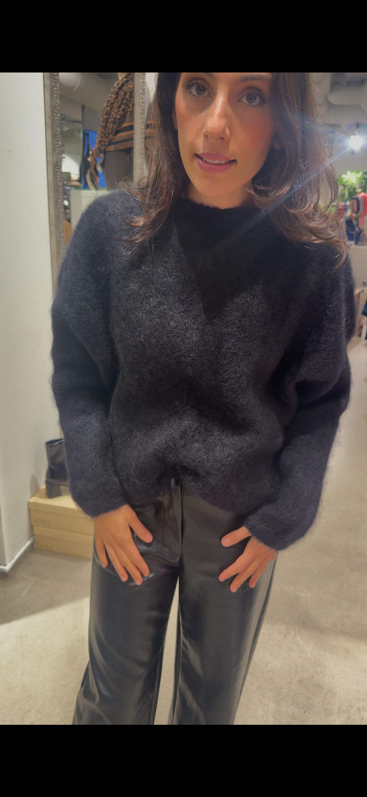 Mohair lång arm svart