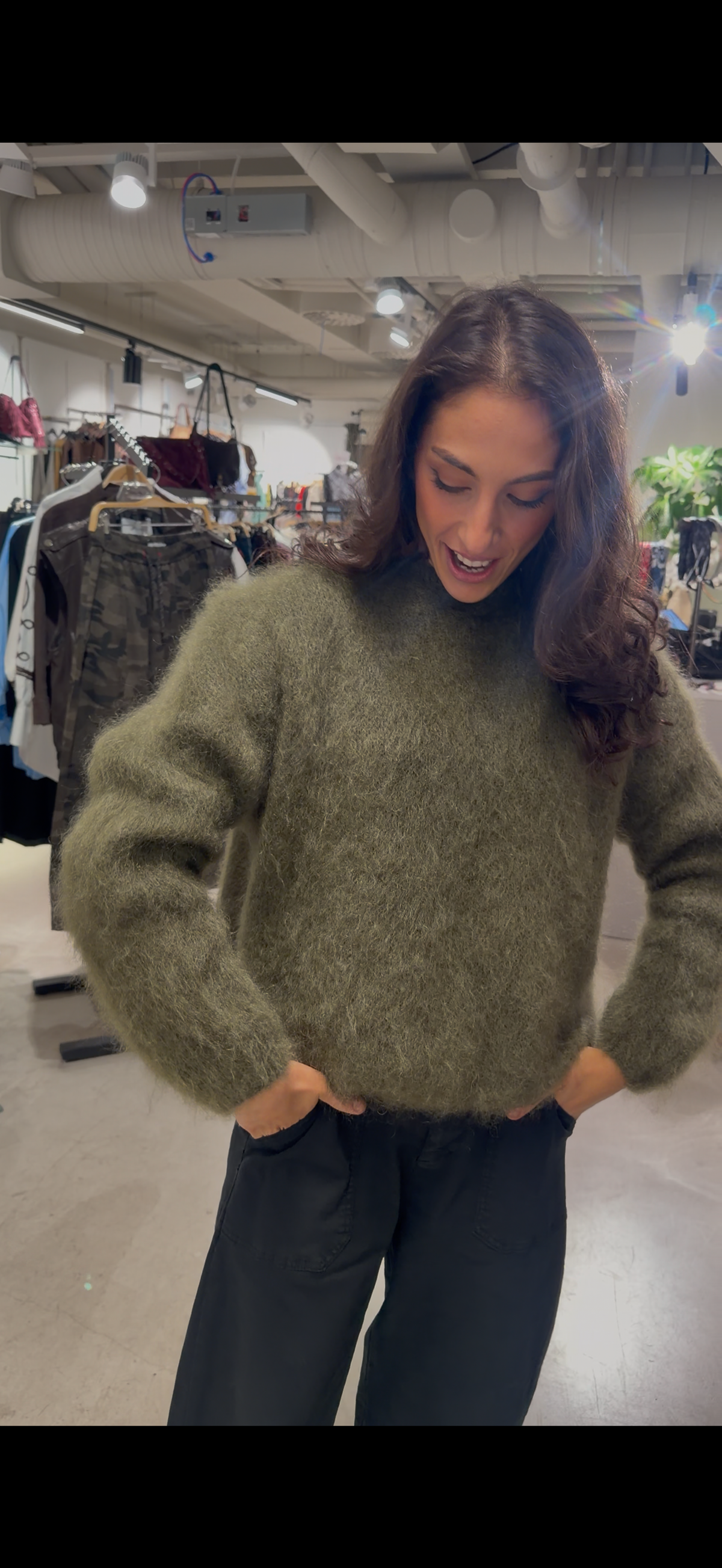 Mohair lång arm kaki