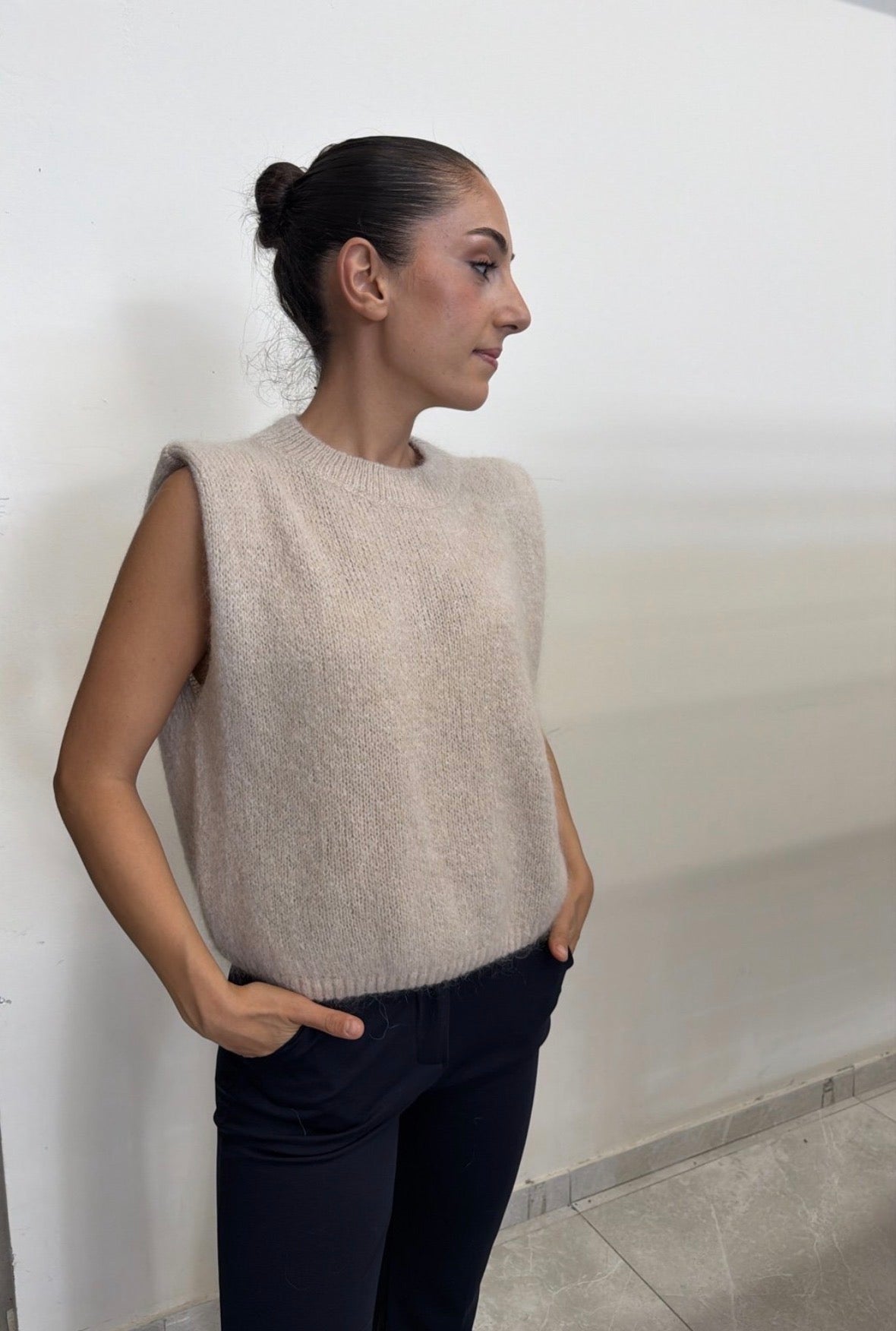 Le gilet beige