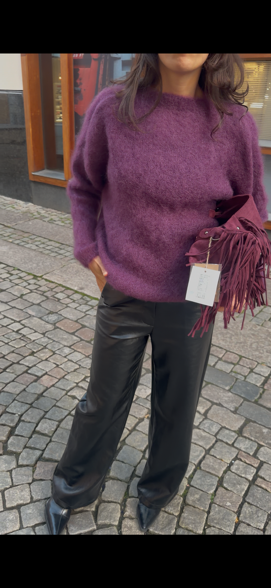 Mohair lång arm plommo