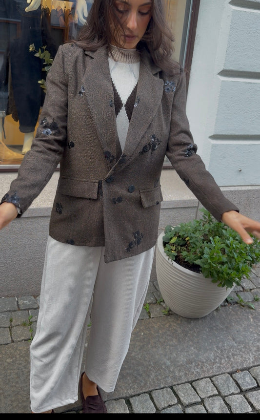 Paljetter kavaj brun