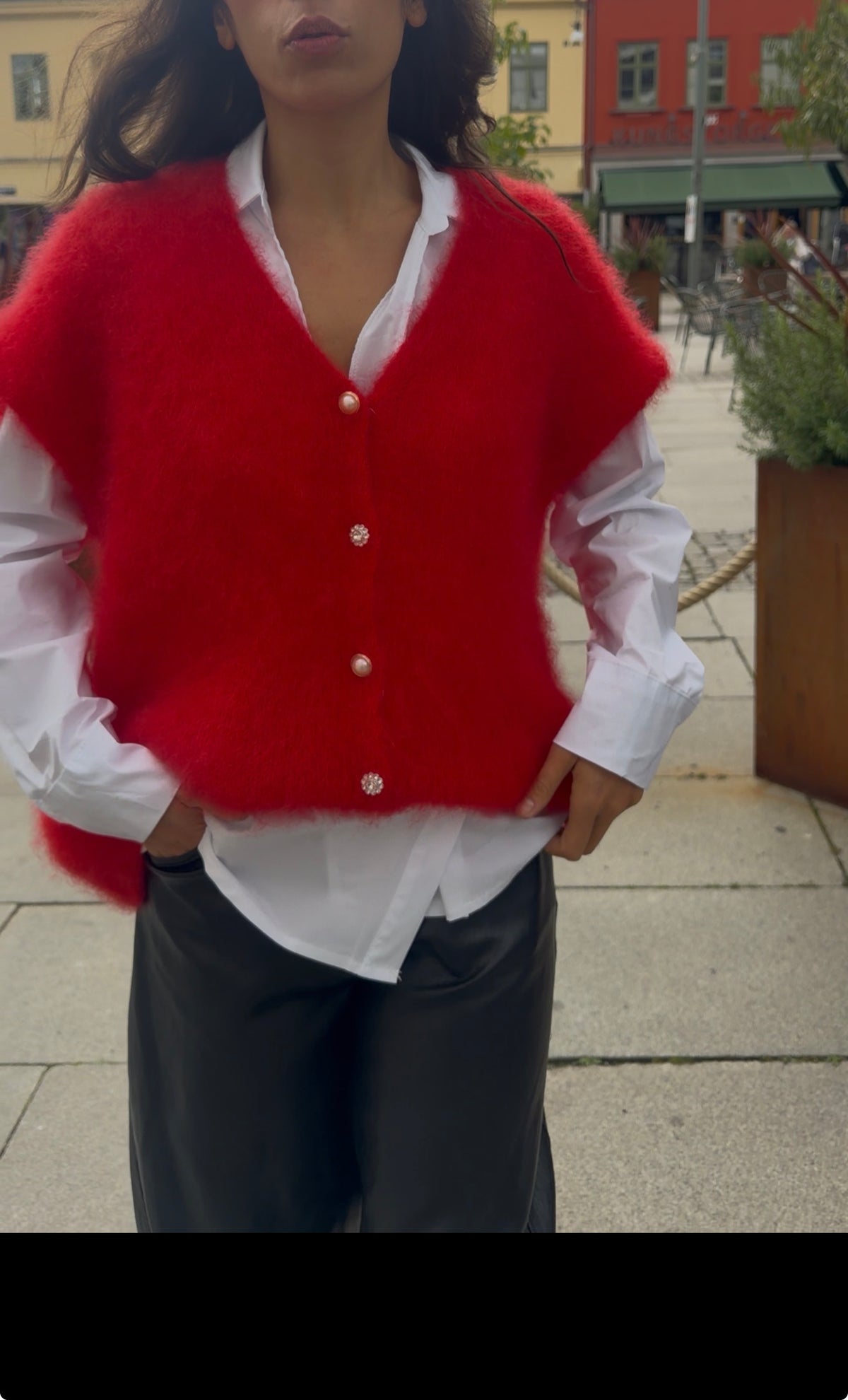 Vest mohair röd