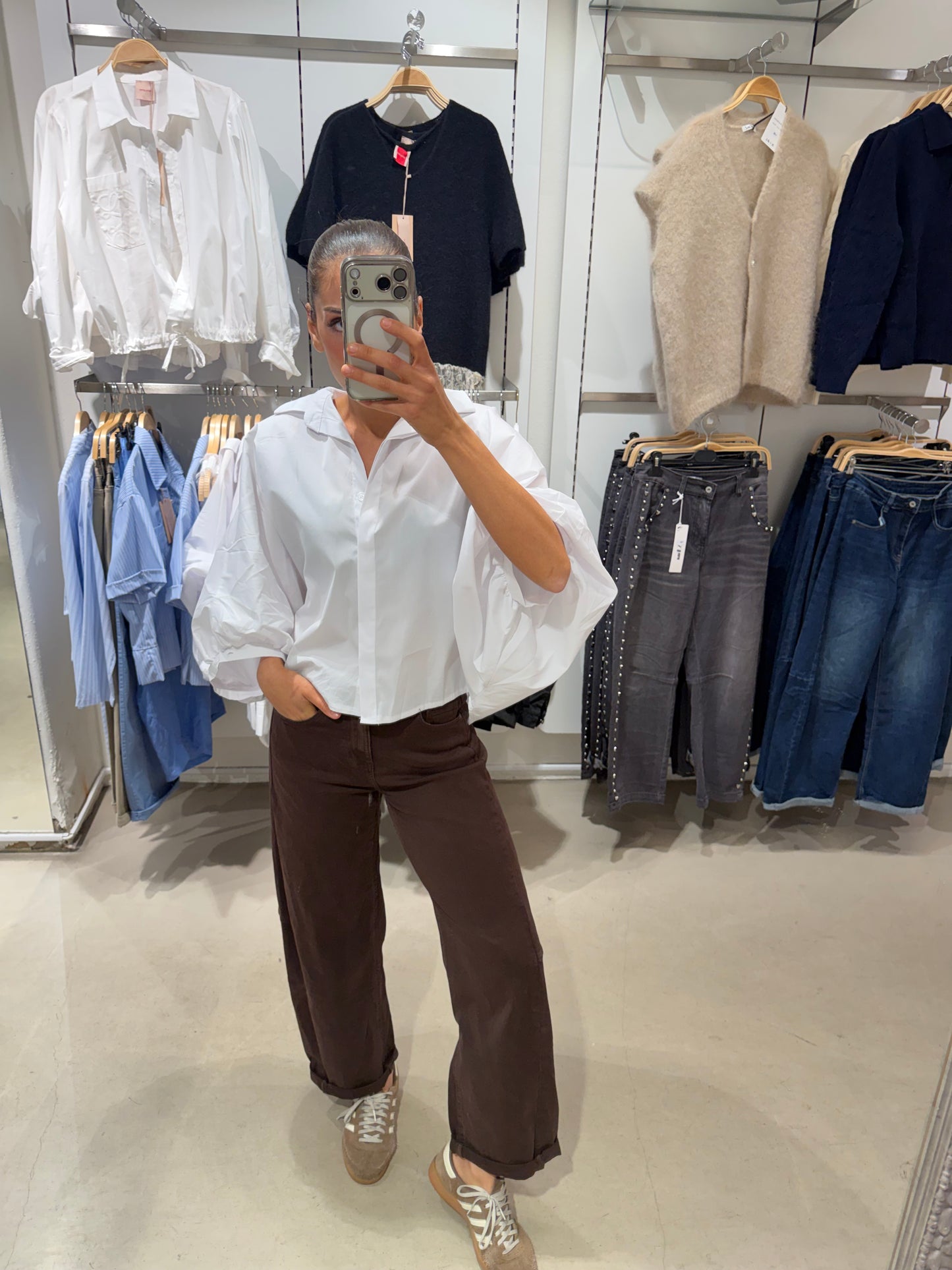 Boxy jeans brun